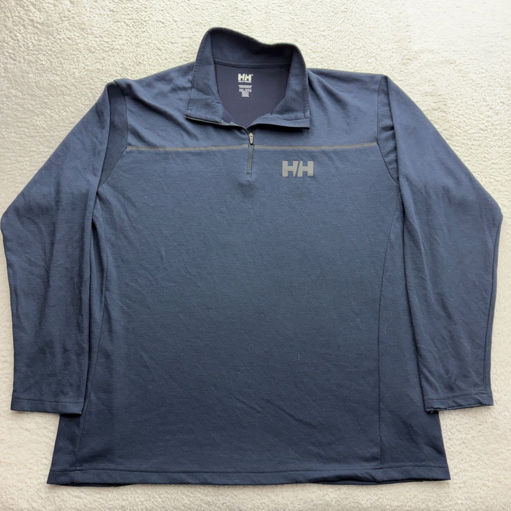 Helly Hansen Mens 2XL Navy Blue Recycled Polyester Quarter Zip Pullover Top